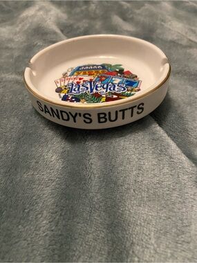 White Las Vegas Ceramic Ashtray